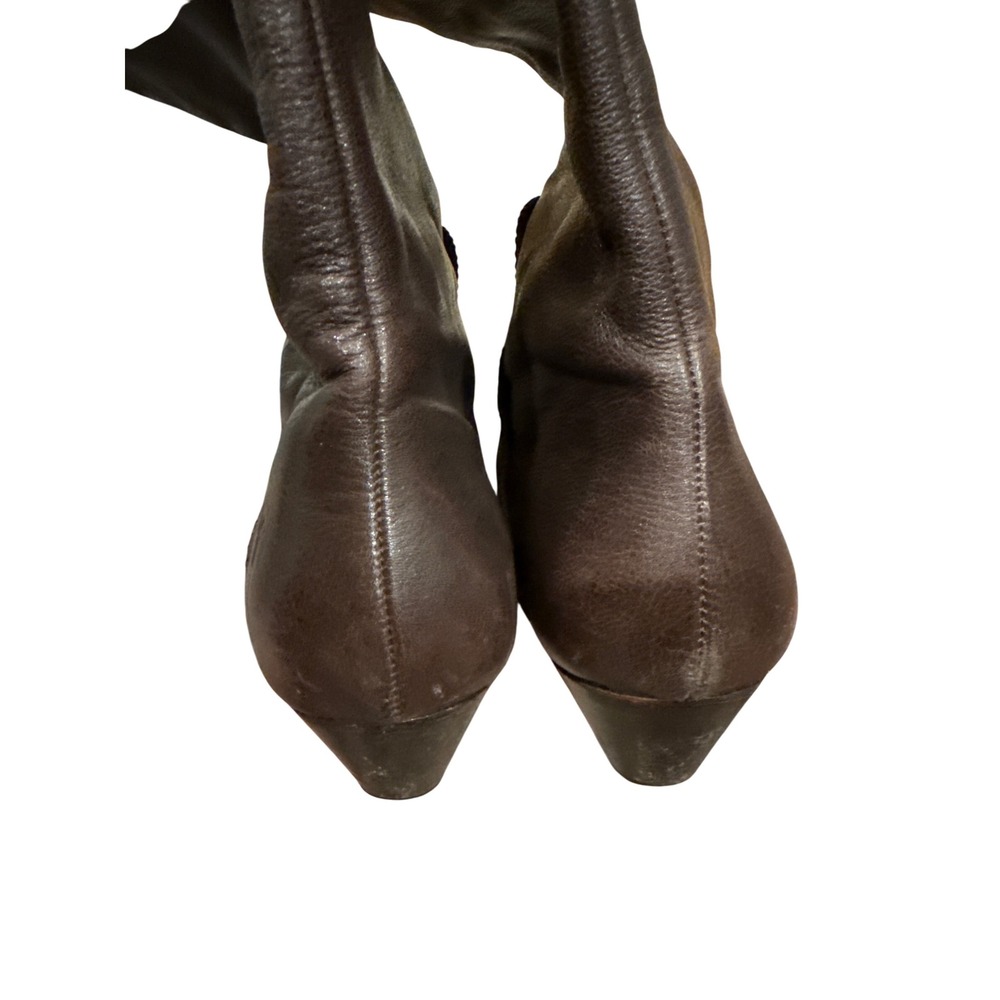 FRYE Sunny Tall Cuff VL Women Boots Brown Leather Knee High Wedge Size‎ 10 - Picture 6 of 7